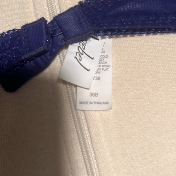 Jezebel lace bra thong set 36B L navy turquoise blue - Picture 5 of 7